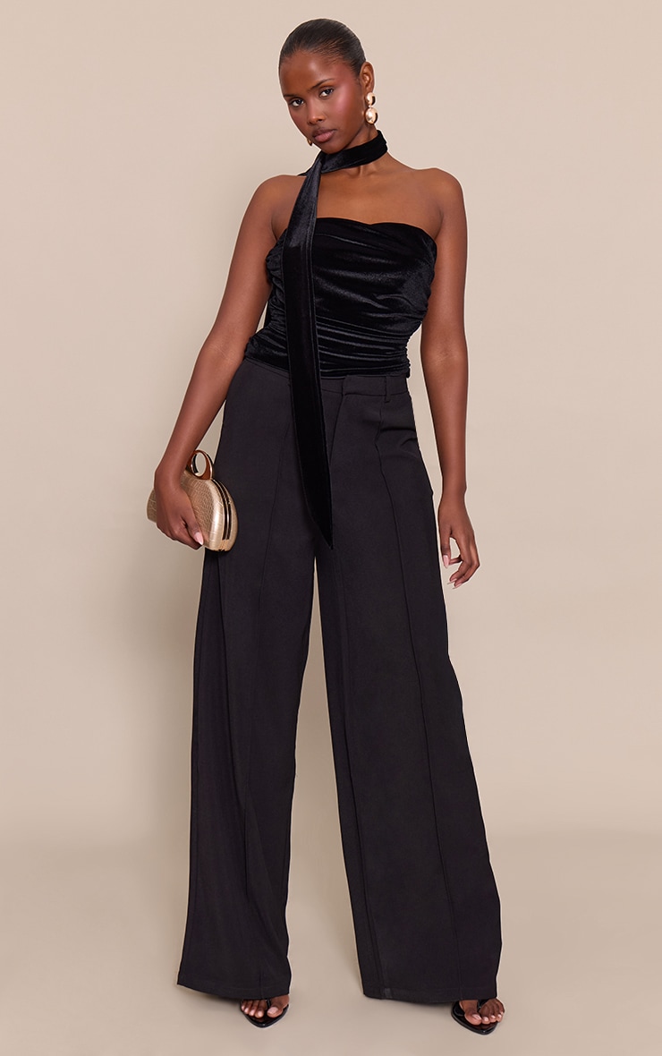 Black Velvet  Bandeau Scarf Detail Top image 3