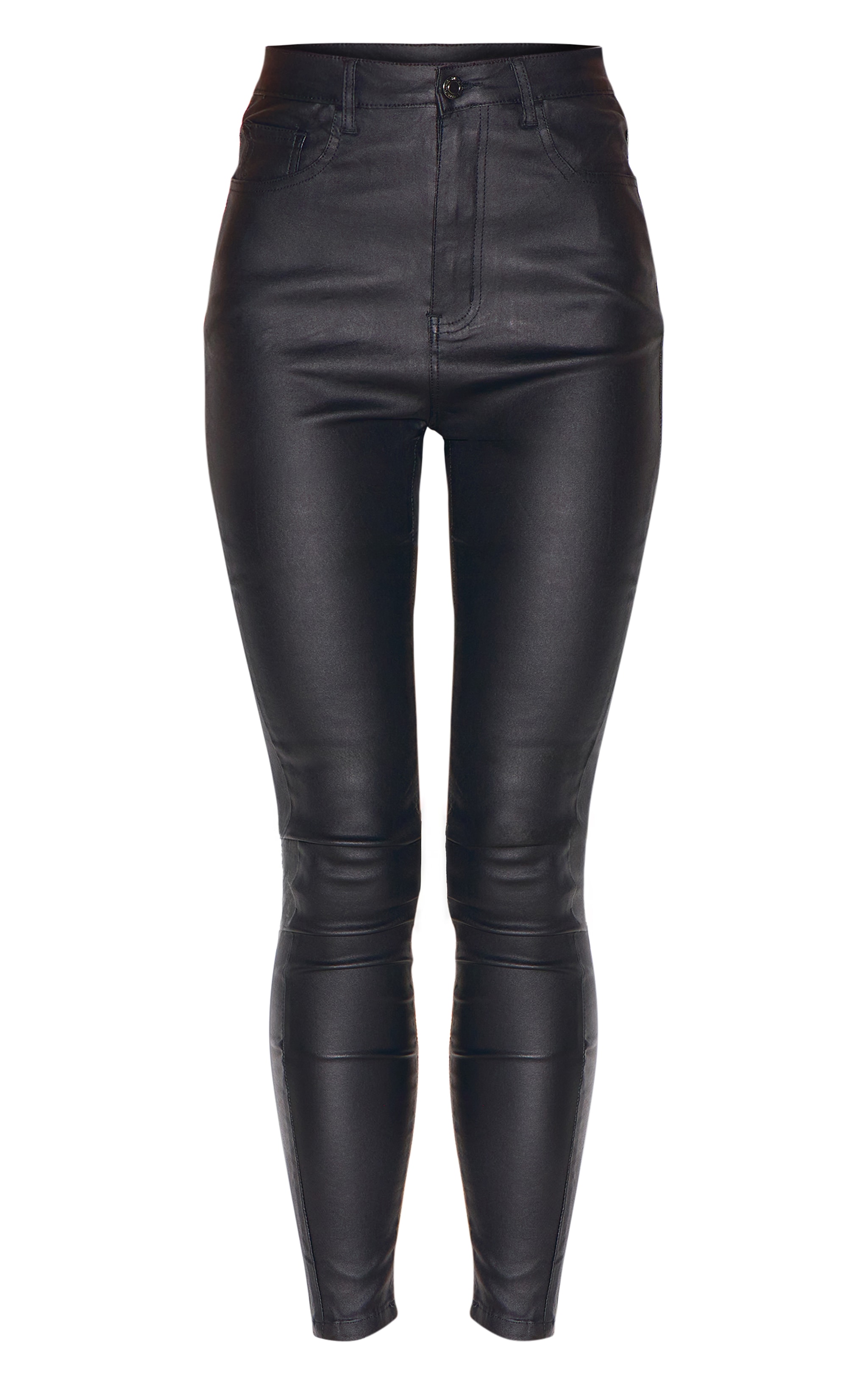 Black 5 Pocket Coated Skinny Jeans image 5