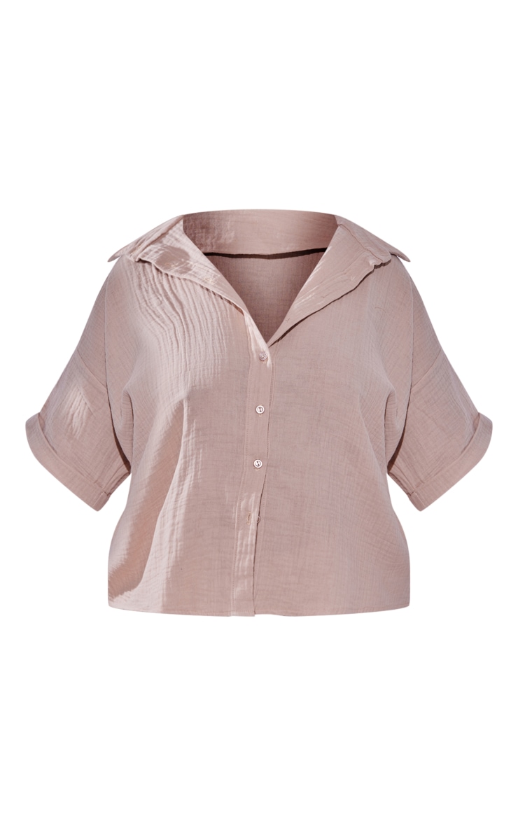 Plus Stone Woven Textured Short Sleeve Shirt image 5