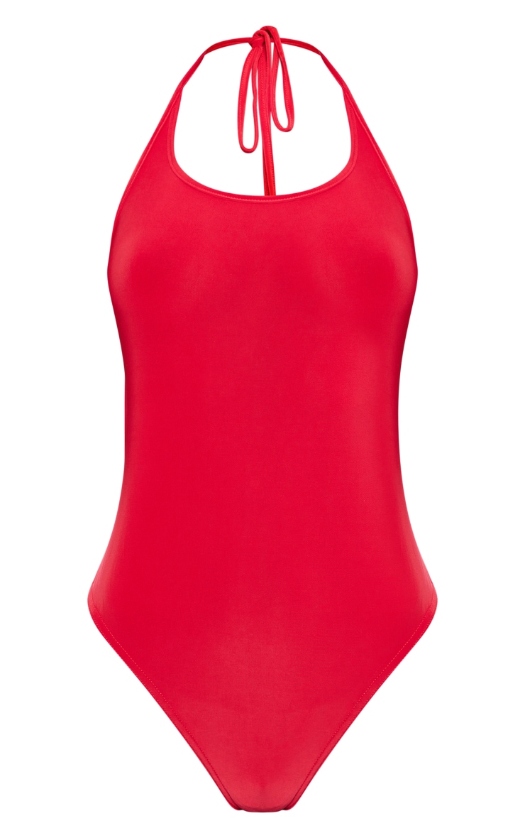 Dusty Red Slinky Halter Bodysuit image 3