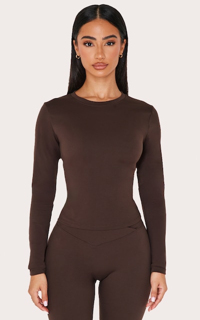 Petite Espresso Sculpt Long Sleeve Gym Top