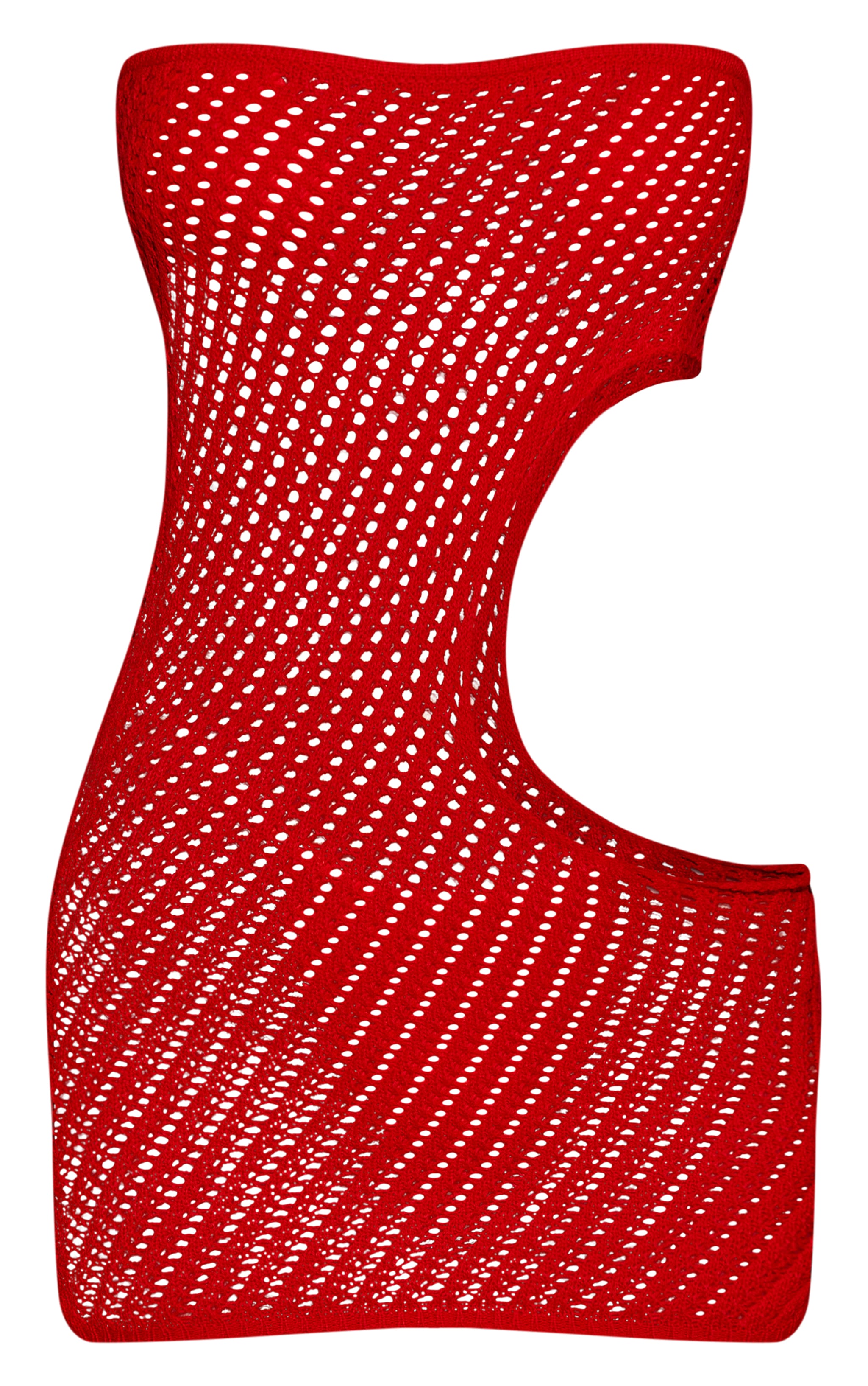 Red Crochet Cut Out Bandeau Mini Beach Dress image 5