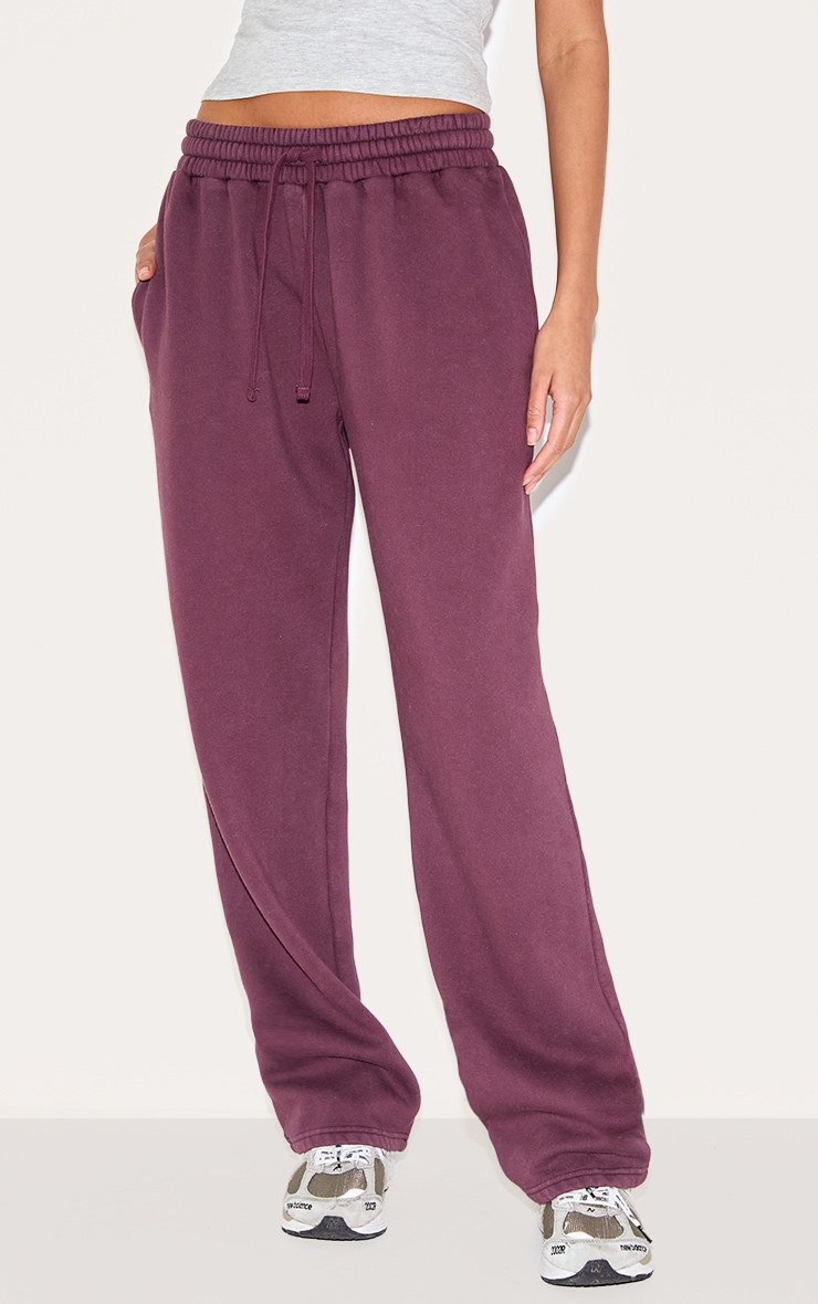 Plum Washed Wide Leg Sweatpants image 2