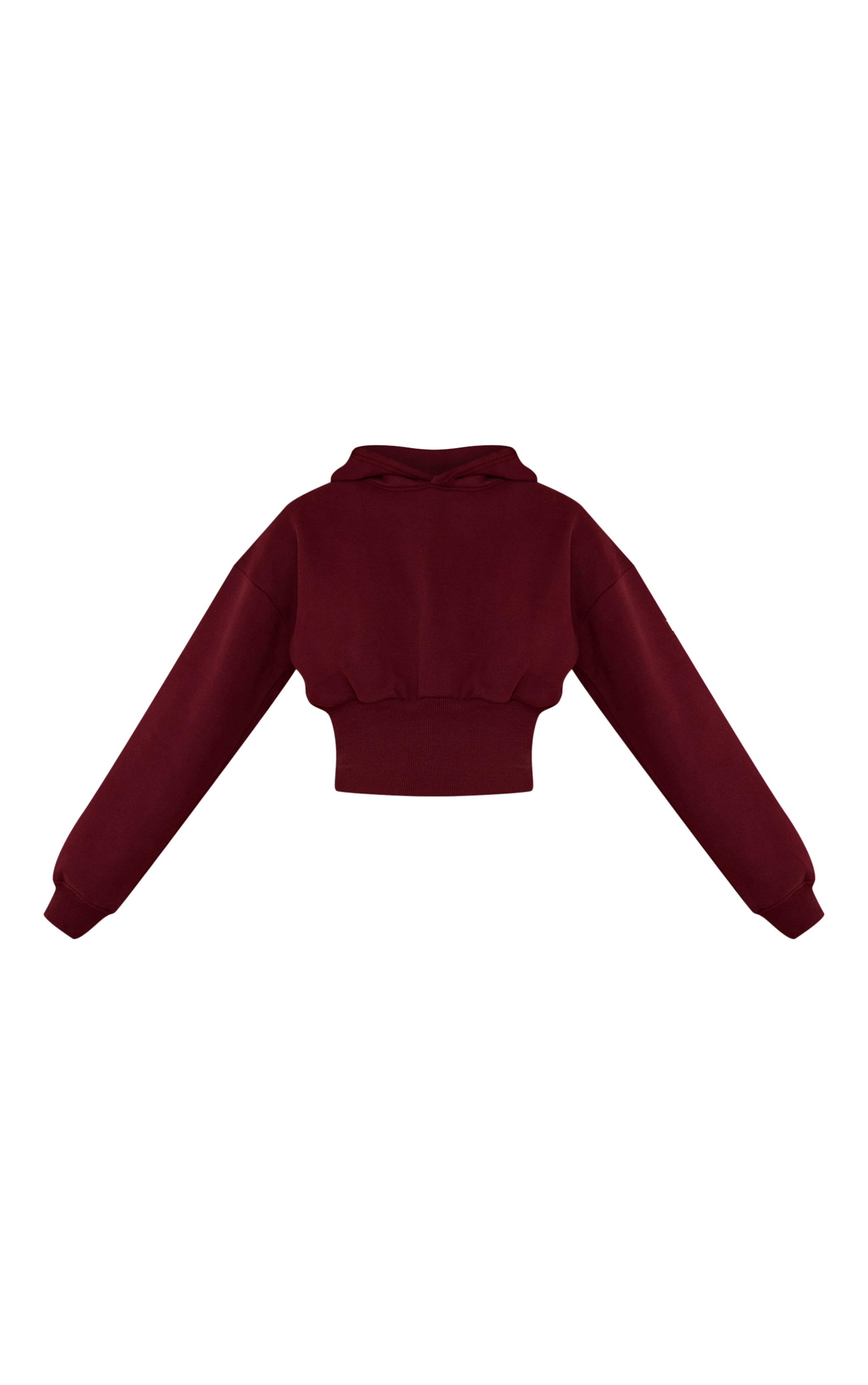 Hoodie court rouge vin à étiquette PLT et taille cintrée image 5
