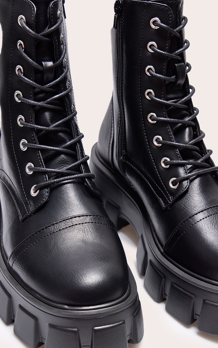 Black Wide Fit Lace Up Extreme Chunky Hiker Boots image 5