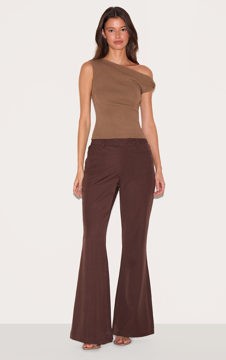 Mocha Fine Knit Twist Neck Vest Top image 3