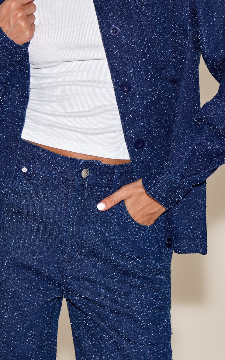 Dark Blue Boucle Denim High Waist Denim Jeans image 4