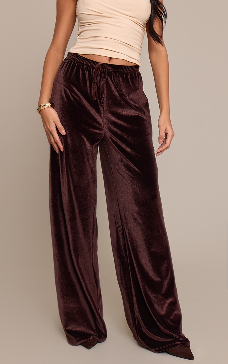 Chocolate Velvet Drawstring Pants image 2