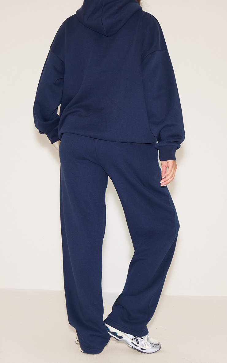 PRETTYLITTLETHING Navy Logo Oversize Wide Leg Track Pants image 3