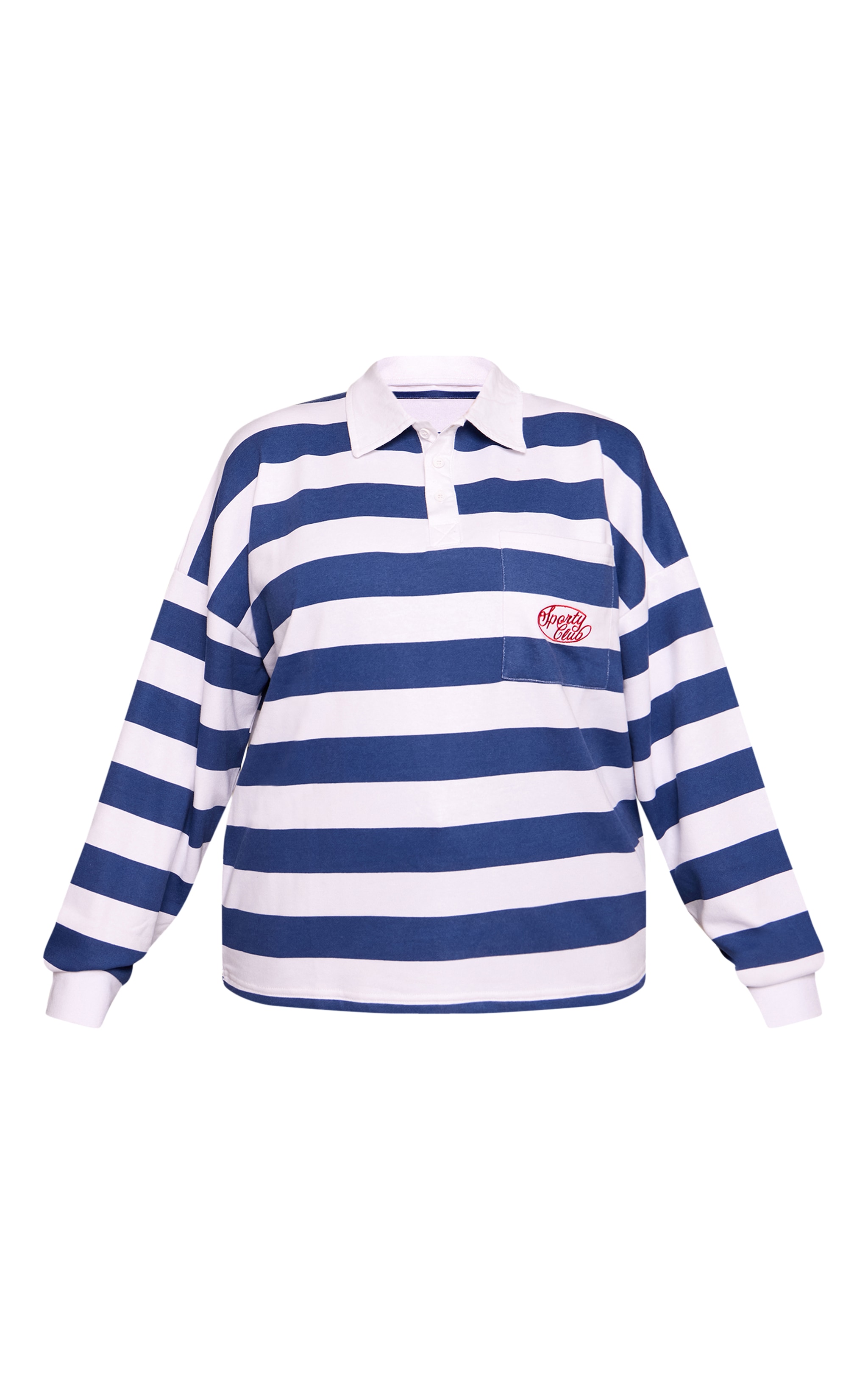 Plus Navy Sports Club Stripe Polo T-shirt image 5