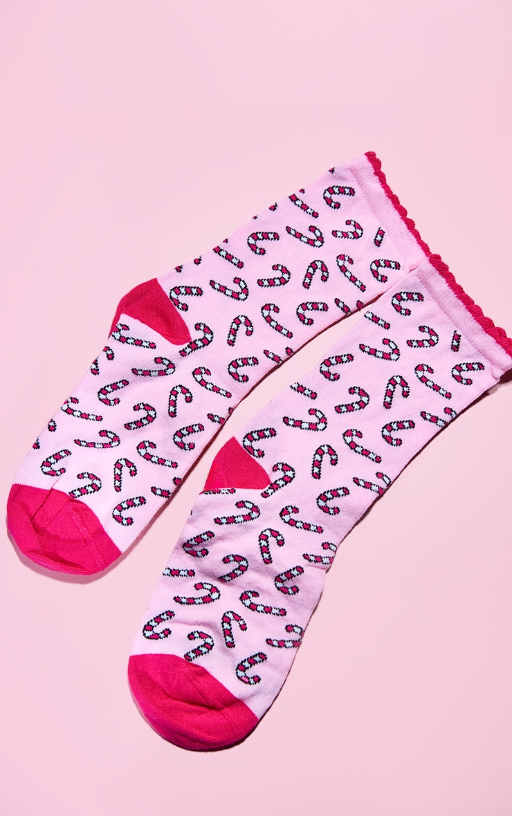 Pink Candy Cane Christmas Socks Stocking Filler image 2