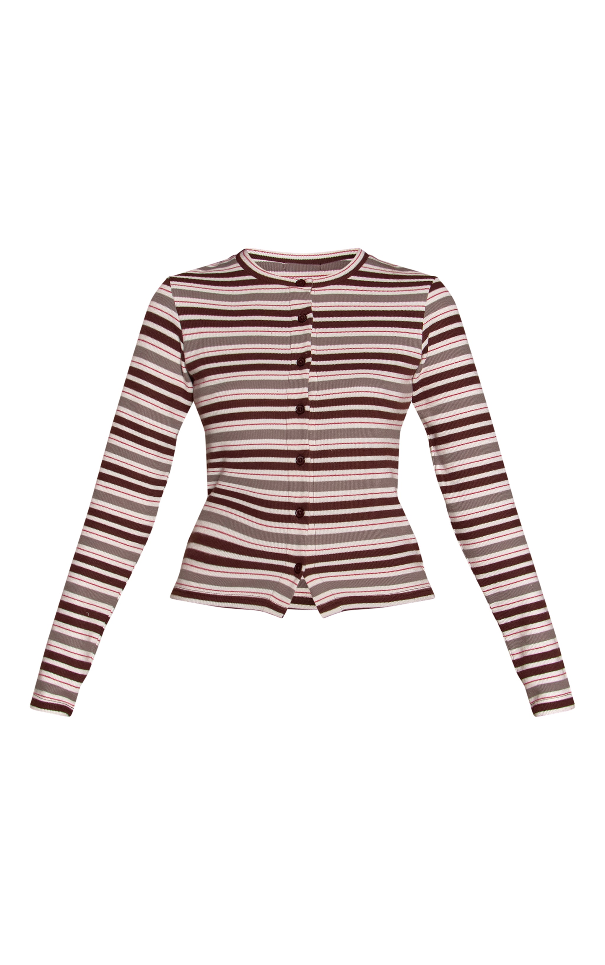 Brown Stripe Soft Touch Button Down Top image 5
