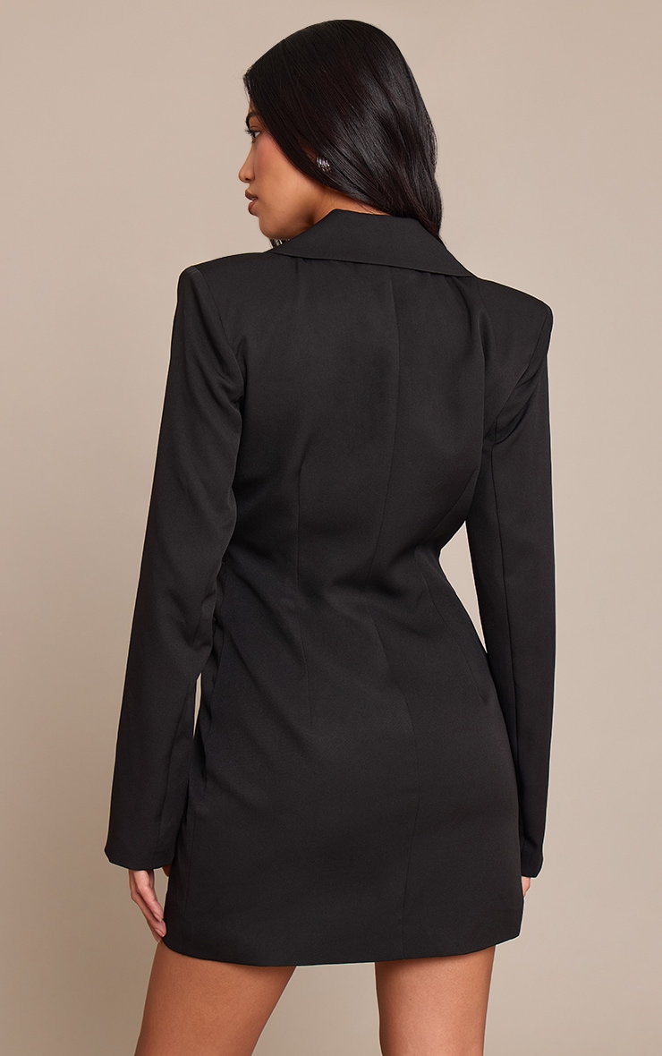 Black Tailored Diamante Tassel Detail Long Sleeve Blazer Dress image 2