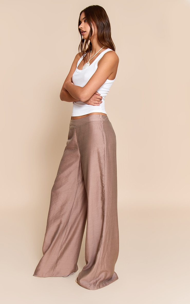 Mocha Floaty Woven Tailored Wide Leg Pants image 2