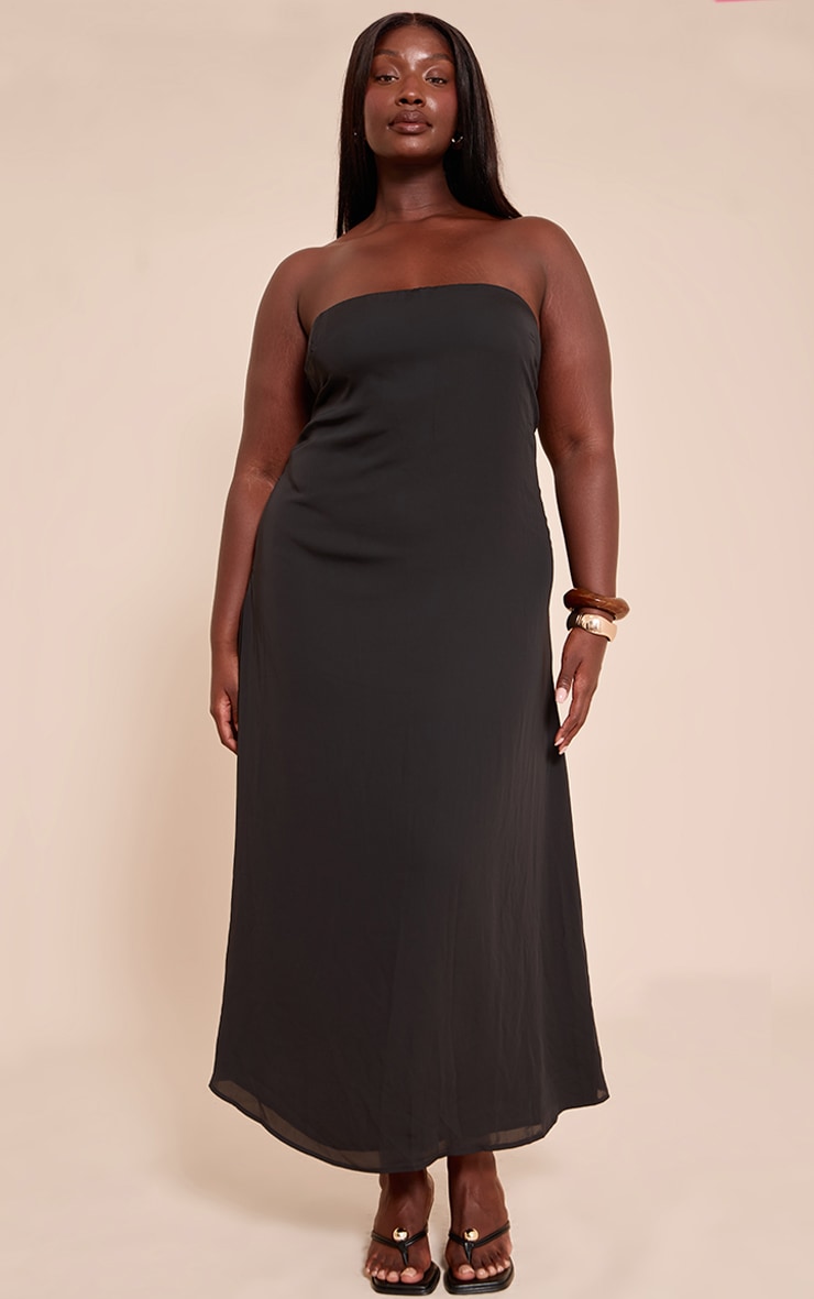 Plus Black Bandeau Column Maxi Dress image 1