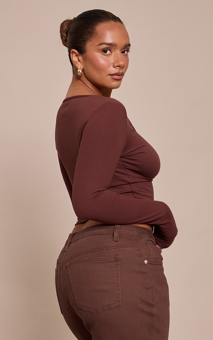 Shape Chocolate Sculpt Ruched Bust Long Sleeve Top image 2