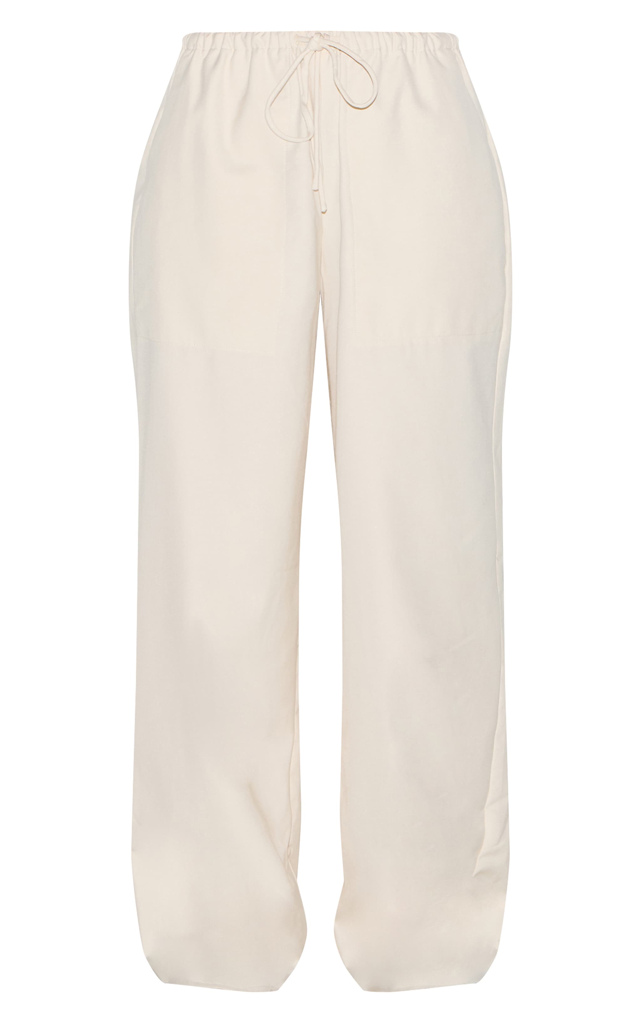 Cream Woven Drawstring Low Rise Relaxed Pants image 5