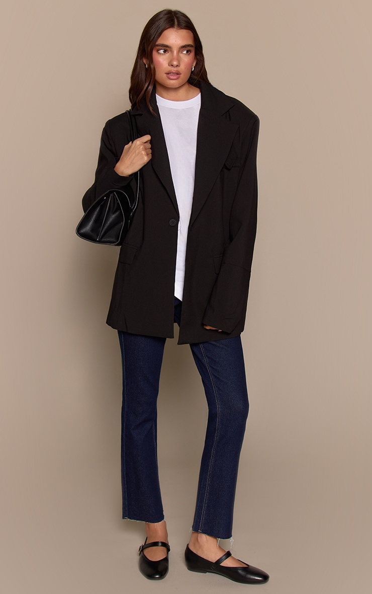 Indigo Cropped Raw Hem Straight Leg Jeans image 1