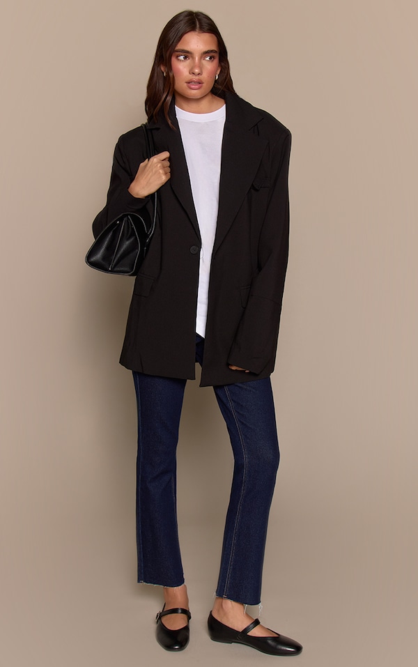 Indigo Cropped Raw Hem Straight Leg Jeans