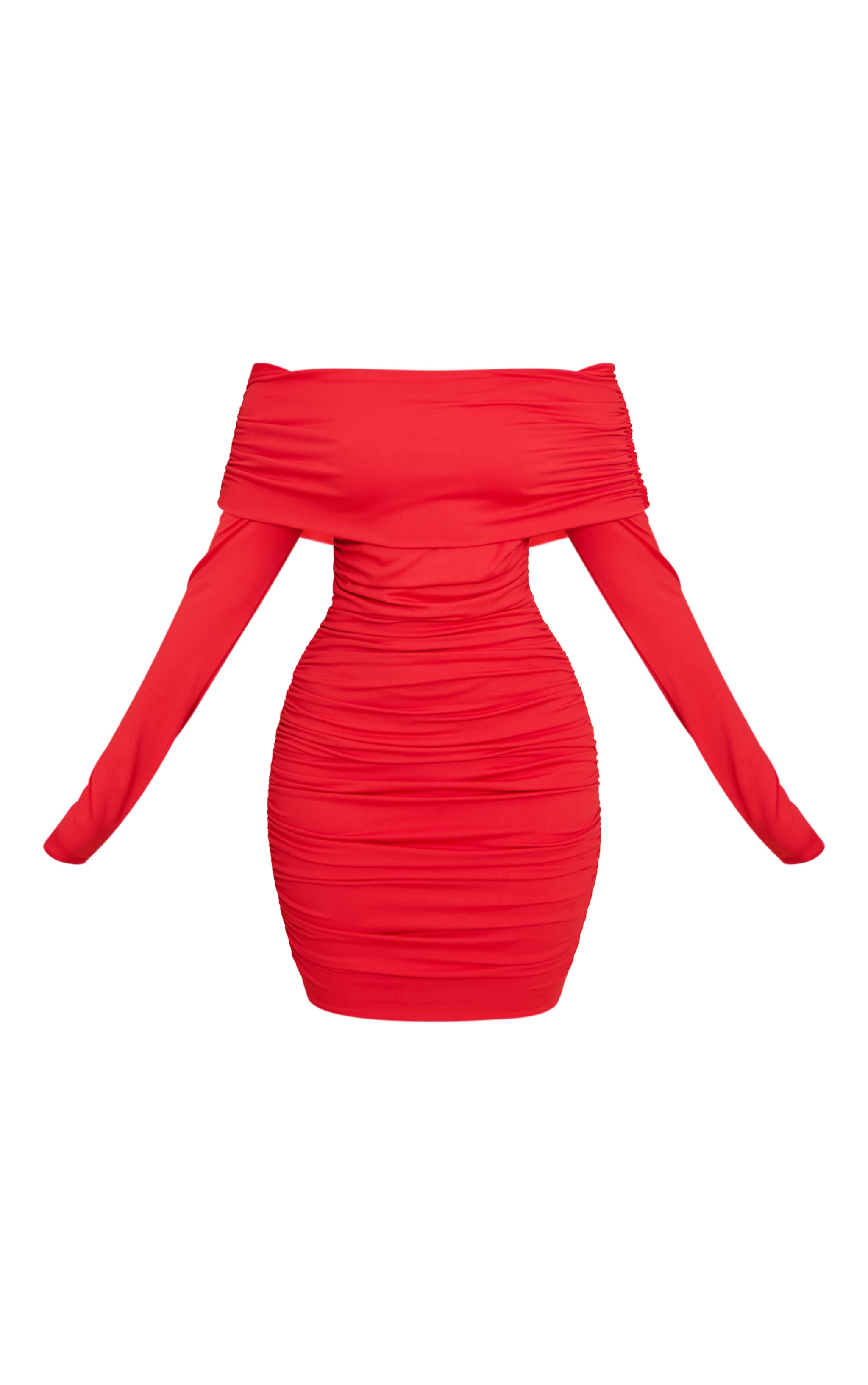 Mini robe douce rouge tomate froncé à détail replié image 5