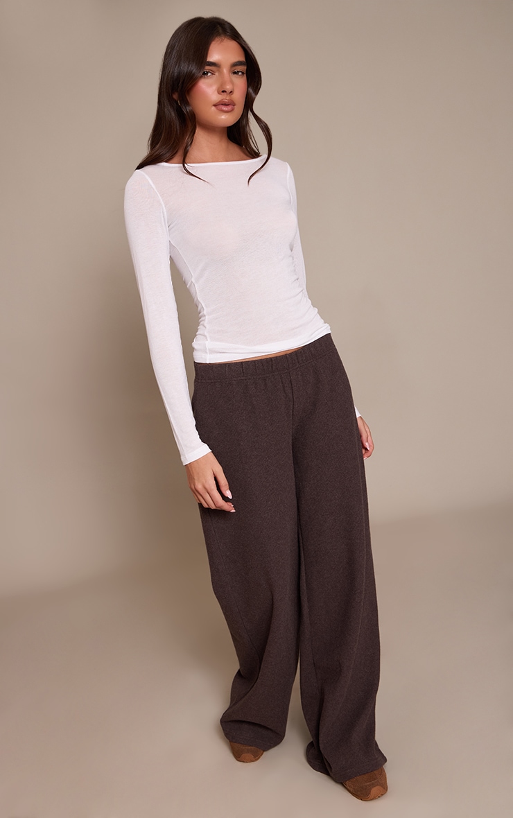 Chocolate Heavy Rib Wide Leg Pant image 1