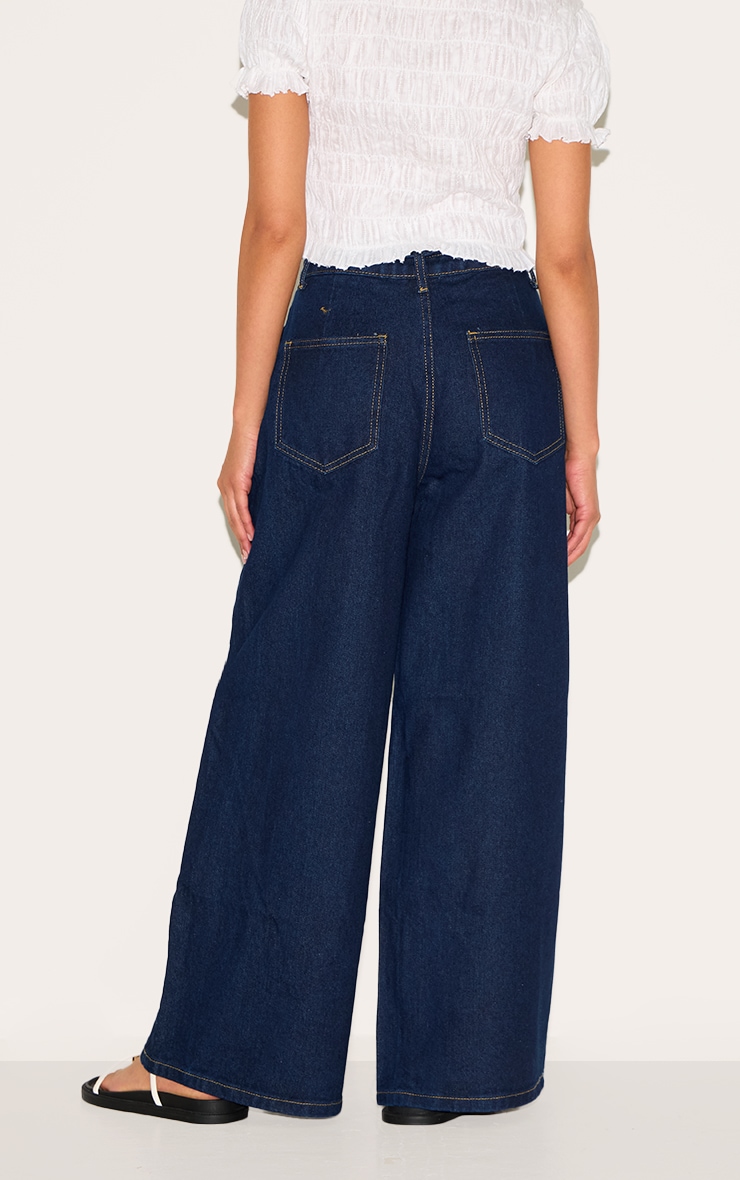 Petite Jean large indigo foncé à taille nouée ajustable image 3