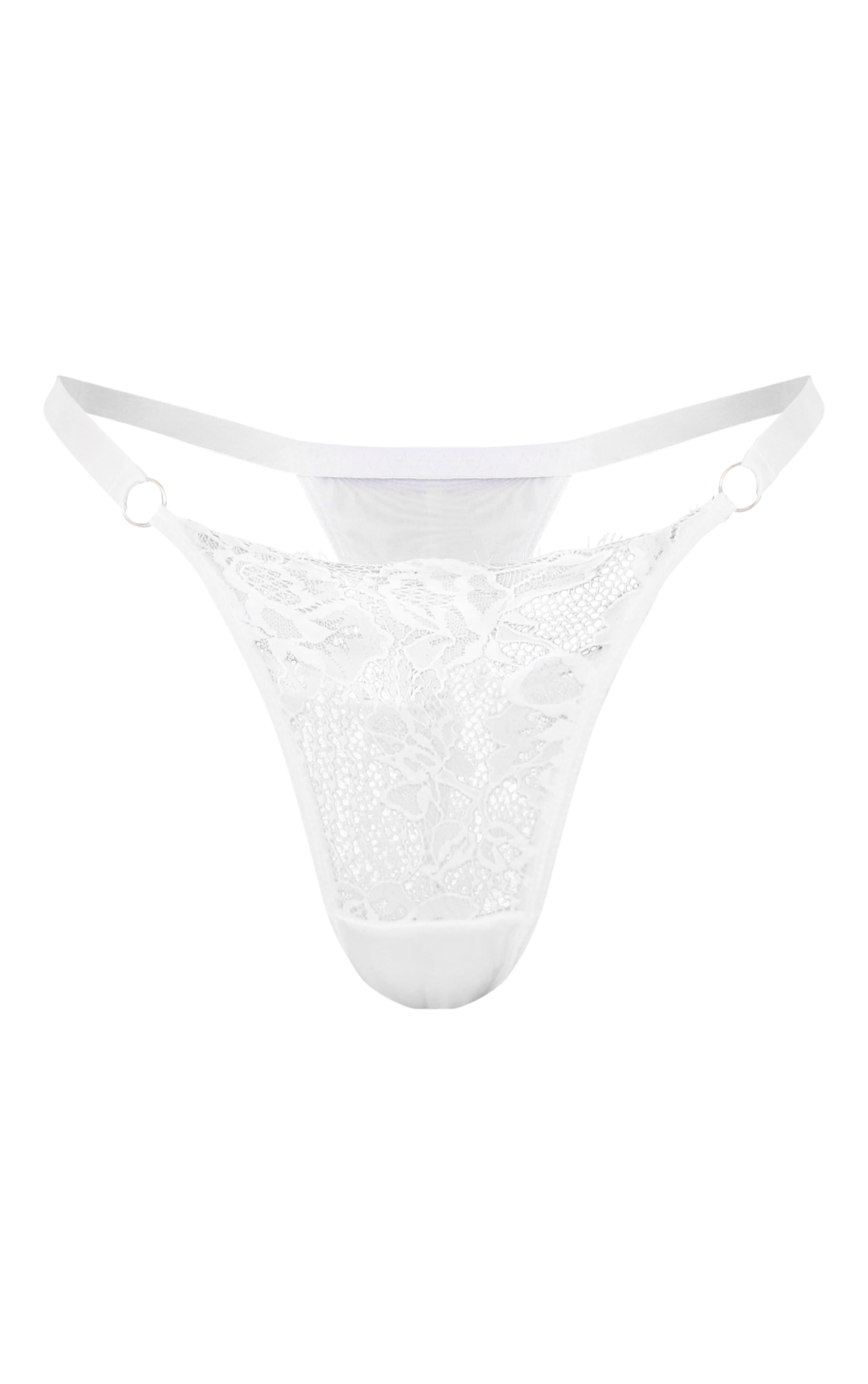 White Eyelash Lace Thong image 5