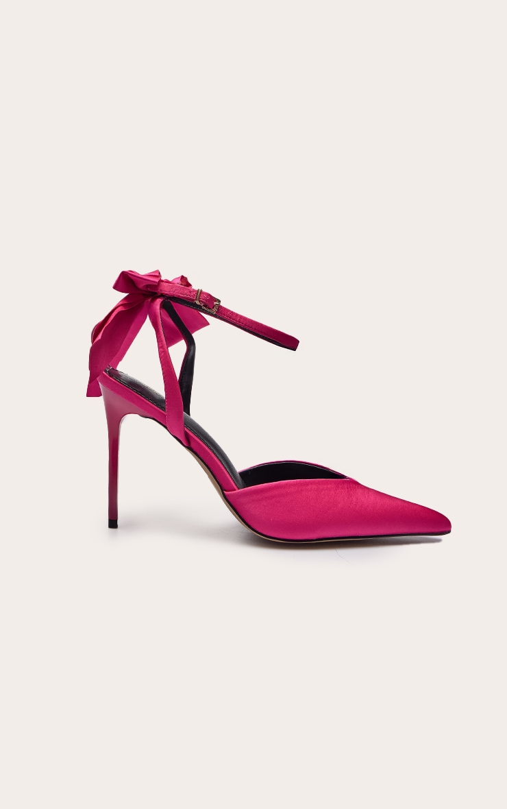 Fuchsia Satin Bow Detail Heeled Sandal image 2