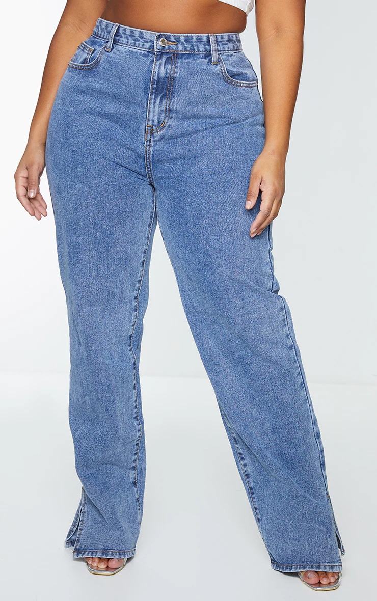 Plus Vintage Wash Split Hem Jeans image 2