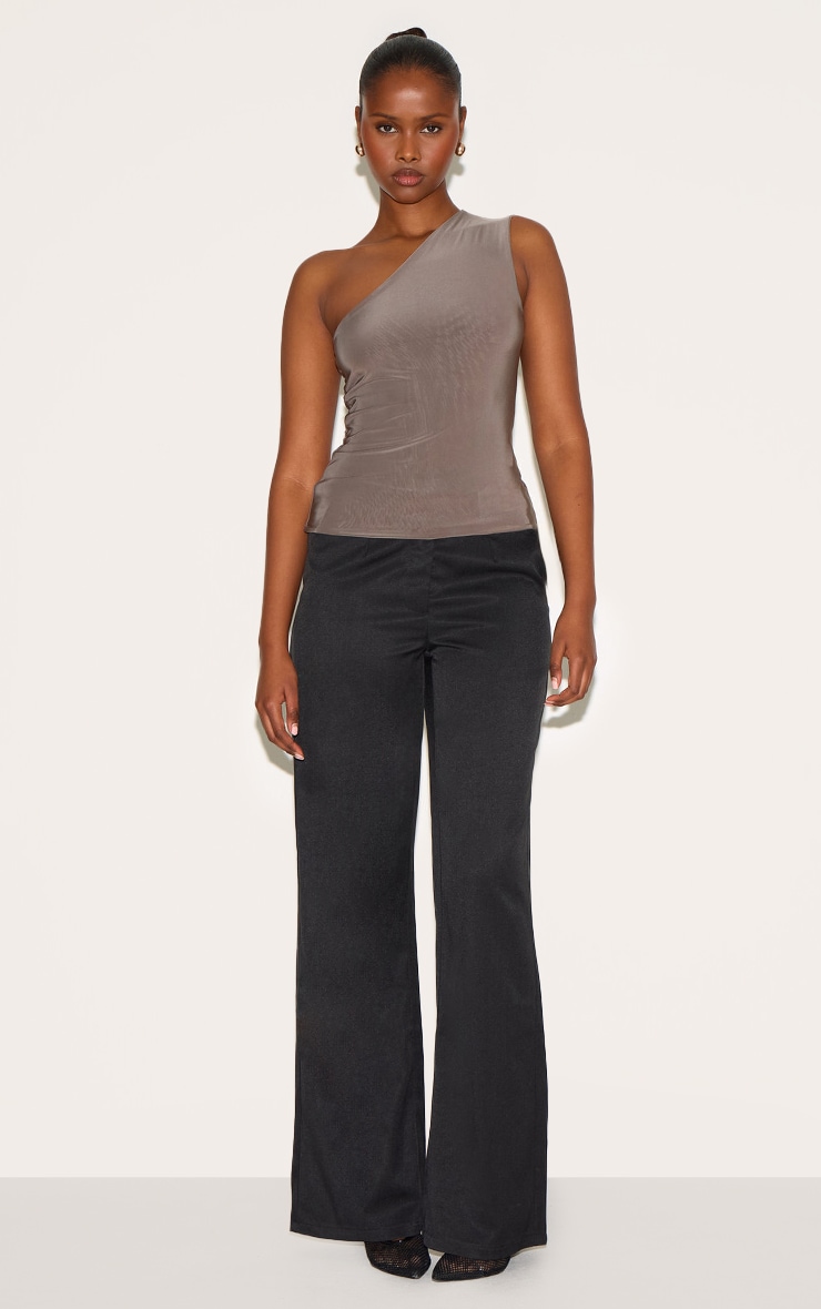 Mushroom Double Layer Slinky Back Detail One Shoulder Top image 3