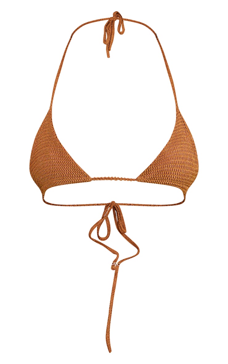 Brown Glitter Net Triangle Bikini Top PrettyLittleThing UAE