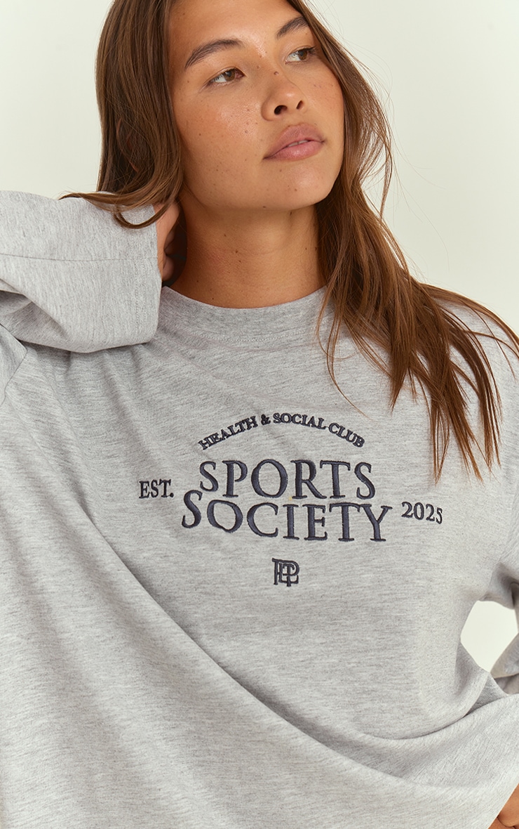 Grey Marl Sport Society Cotton Oversized T Shirt  image 4