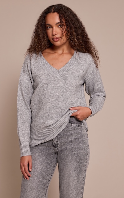Tall Ash Grey Knit V-neck Jumper