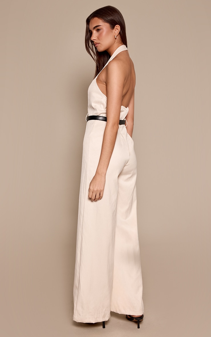 Combinaison tissée beige à dos nu et ceinture image 2