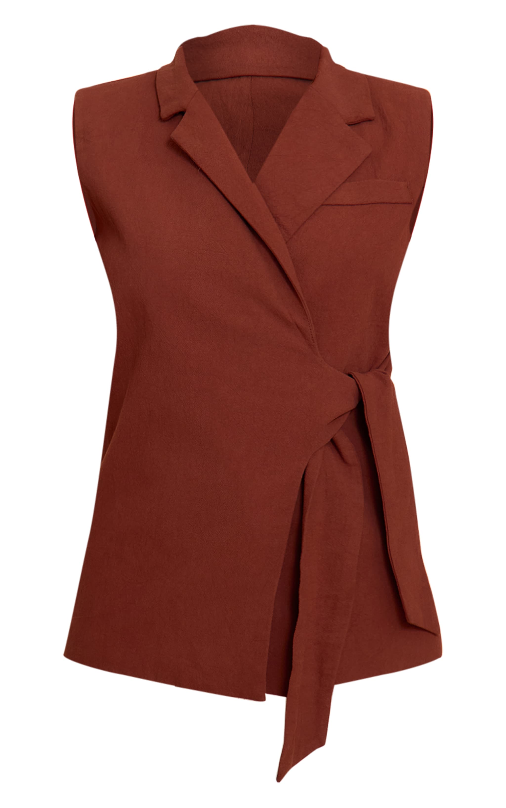Rust Linen Look Tie Waist Vest image 5