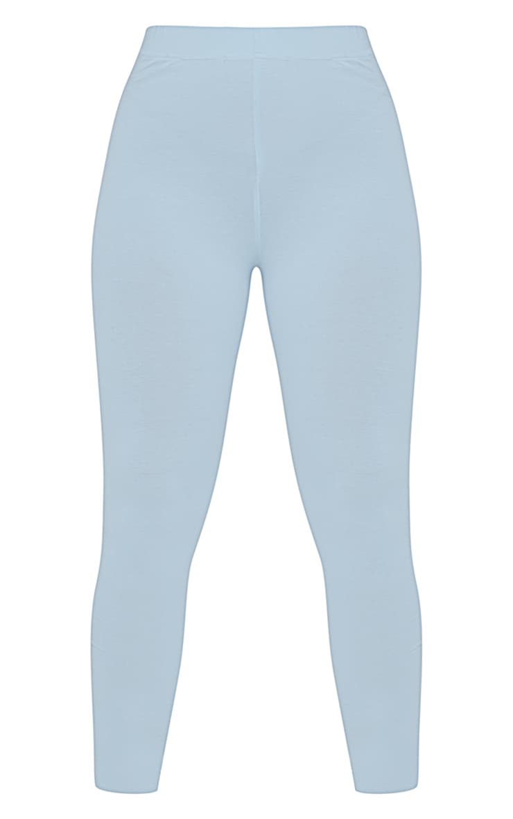 Light Blue Cotton Blend Jersey High Waisted Leggings image 5