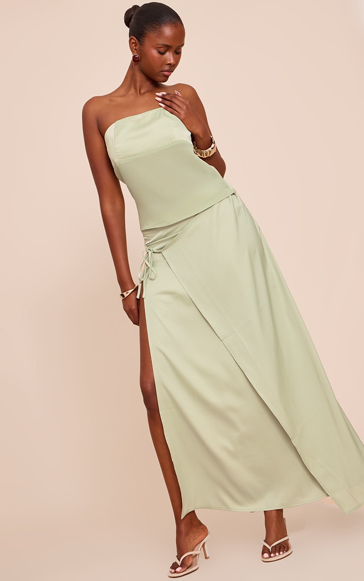 Top bustier sauge à partie satinée sur le buste image 3
