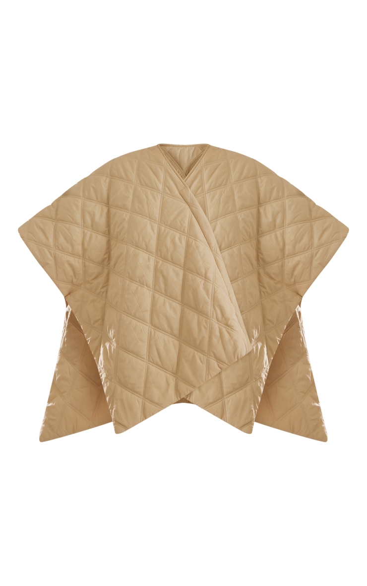 Pale Olive Diamond Quilted Oversized Poncho image 5