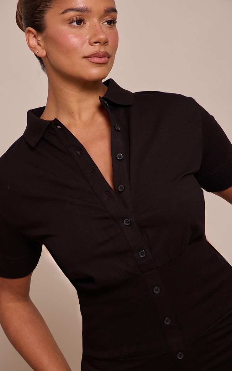 Shape BLACK Polo Button Front Cinched Waist Romper image 4