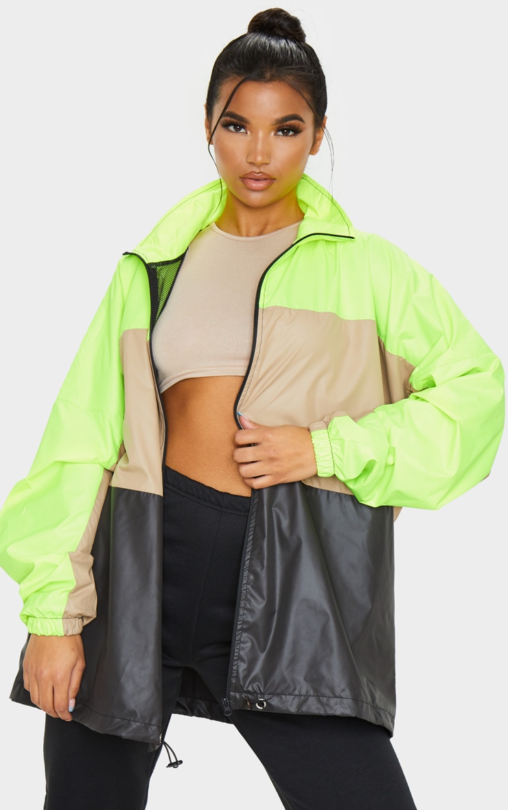 Veste de survêt colour block gris pierre à zip