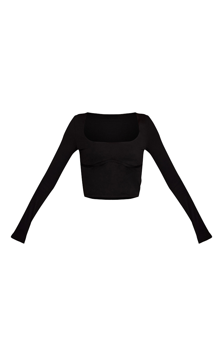 Black Sculpt Double Layer Long Sleeve Gym Top image 5