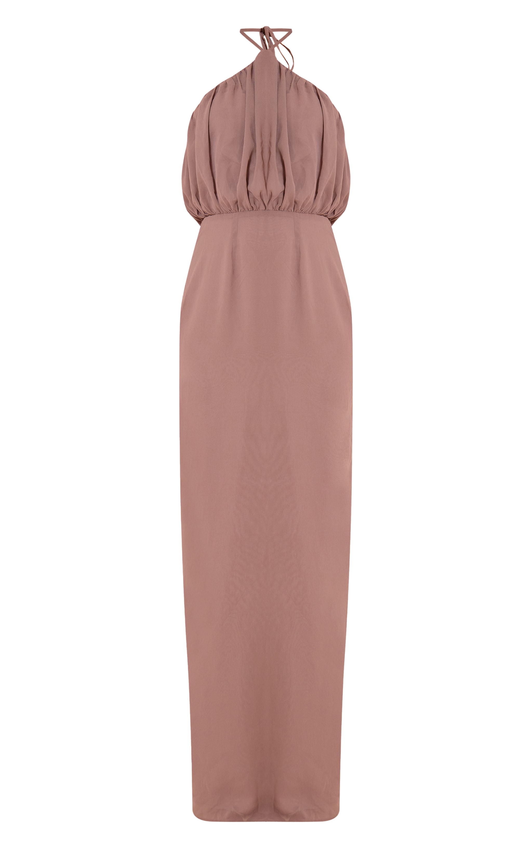 Taupe Chiffon Halter Neck Maxi Dress image 5