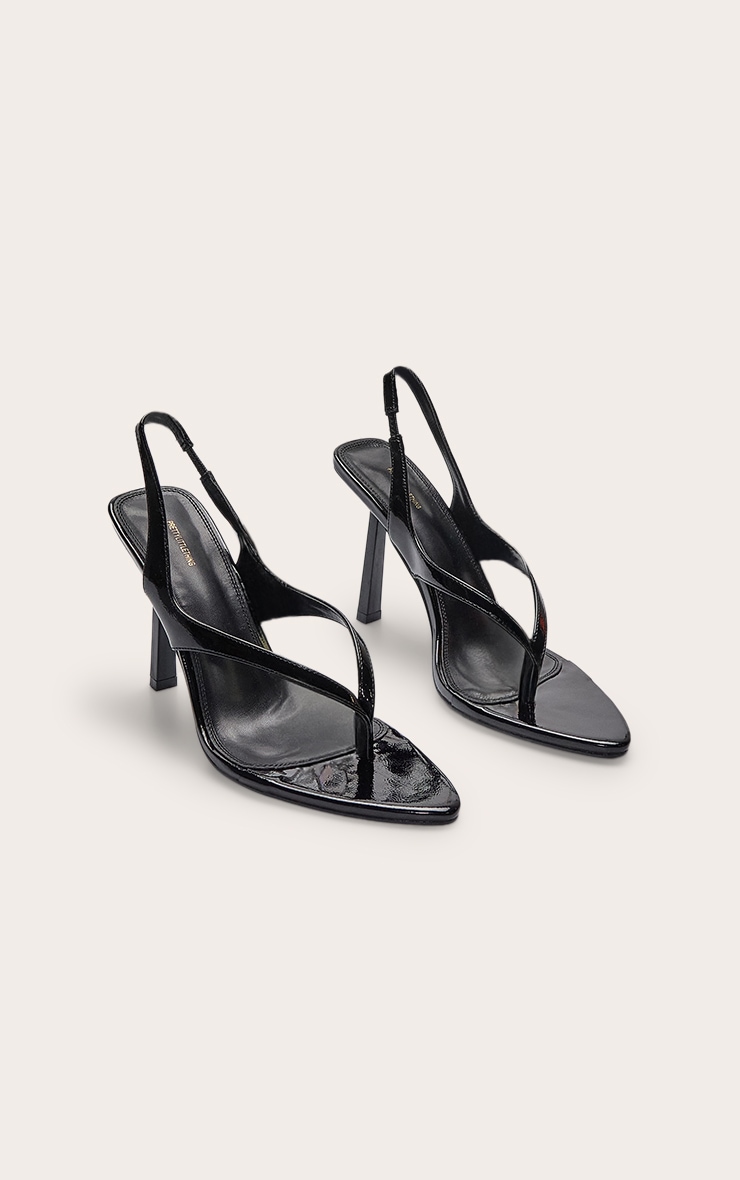 Black Toe Thong Almond Toe High Heeled Sandals image 2