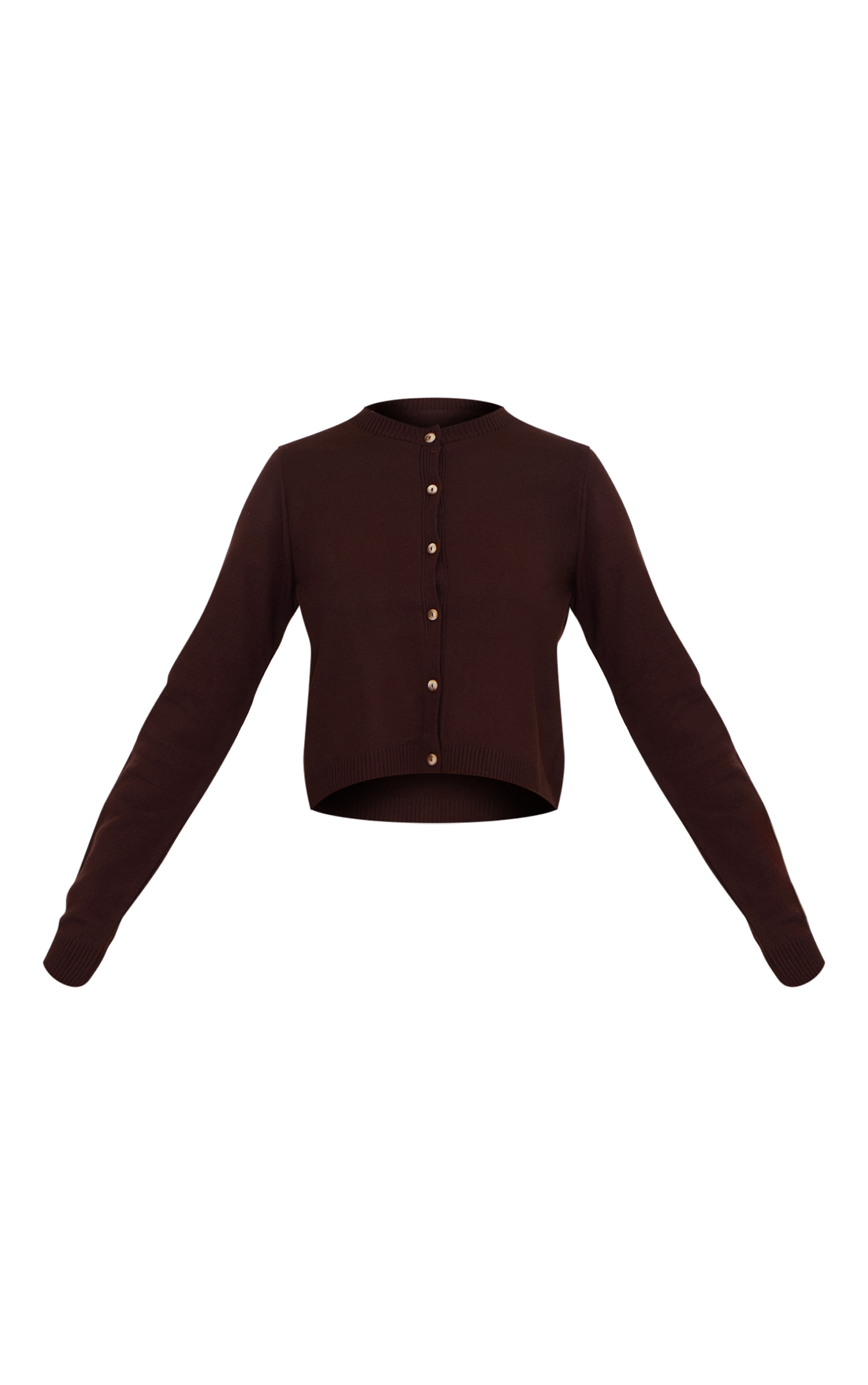 Chocolate Basic Button Up Knit Cardigan image 5