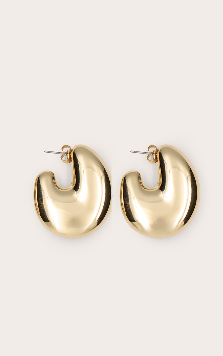 Gold Oversize Chunky Hoop Statement Earrings image 2