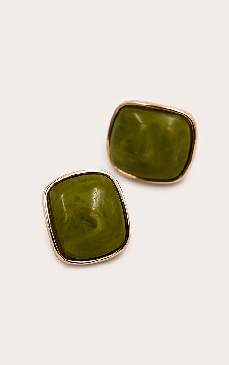 Jade Textured Resin Square Stud Earrings image 3