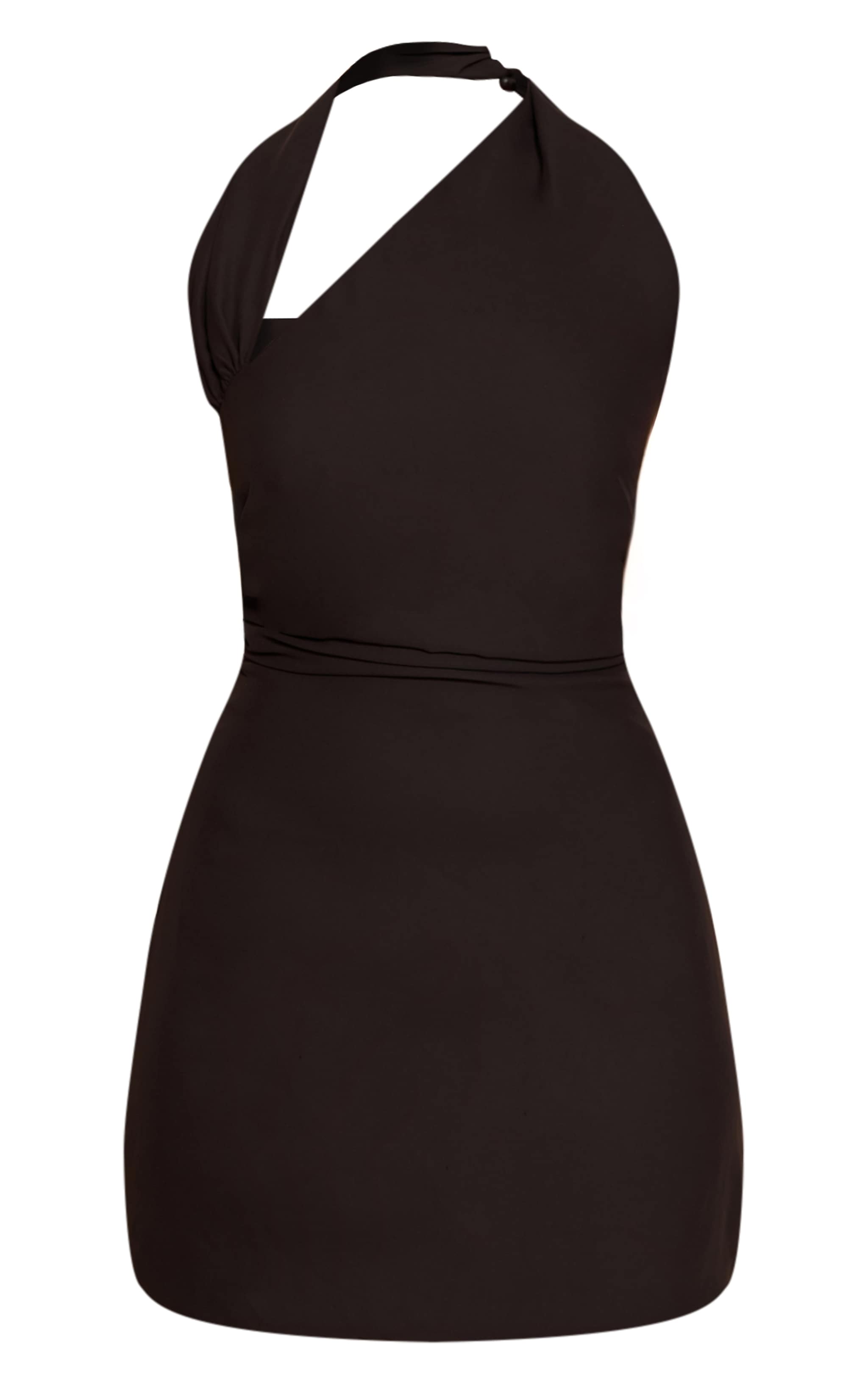 Black Woven One Shoulder Mini Bodycon Dress image 5