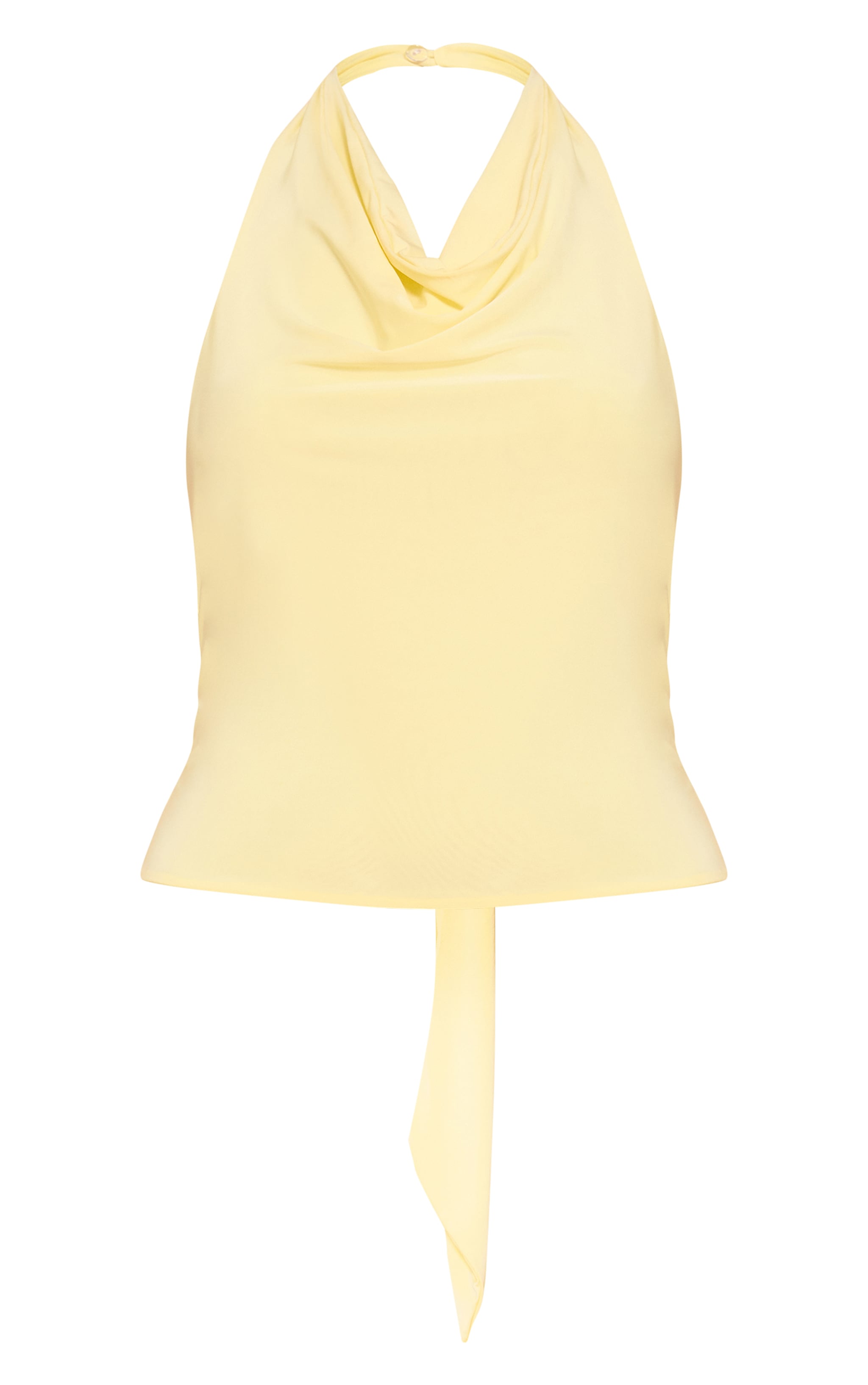  Lemon Double Layer Slinky Halterneck Gold Detail Backless Top image 5