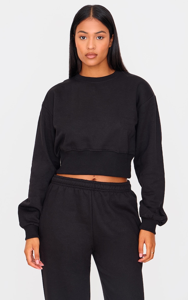 Tall Black Cropped Oversized Sweatshirt