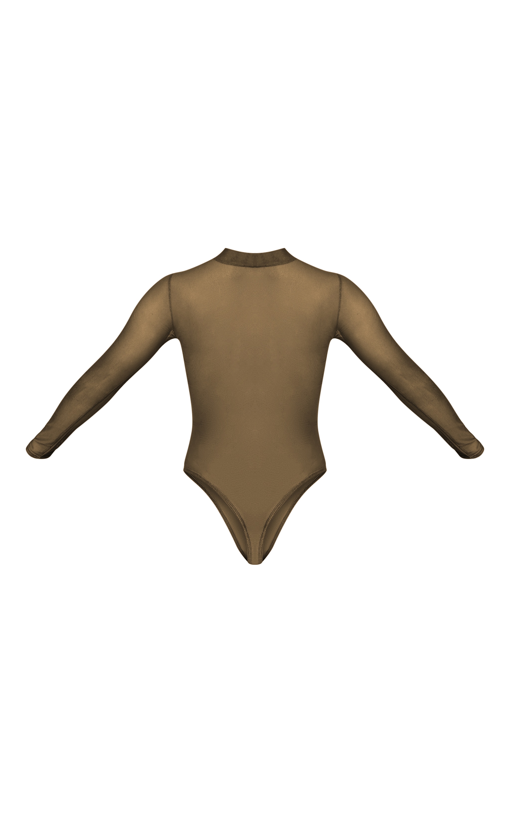 Olive Bust Panel Mesh High Neck Long Sleeve Bodysuit image 6
